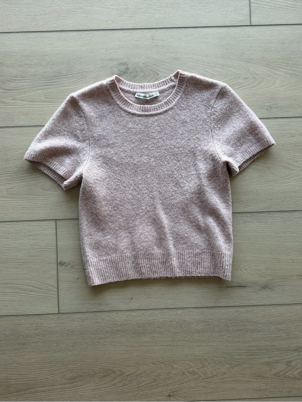 Abercrombie Soft Pink Short Sleeve merino wool blend crew Knit Top